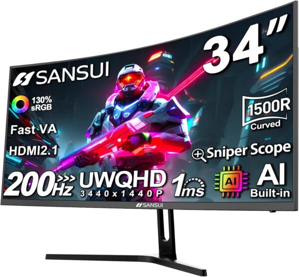 SANSUI จอภาพและดิสเพลย์ 34 3440 200Hz 8211 130 97