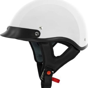 VCAN หมวกกันน็อคมอเตอร์ไซค์แบบครึ่งใบ รุ่น Cruiser Gloss White สำหรับผู้ใหญ่ ใช้ได้ทั้งผู้ชายและผู้หญิง (ขนาด M) | ดีไซน์ระบายอากาศ ช่วยให้เย็นสบายขณะขับขี่ พร้อมซับในนุ่มสบาย สวมใส่กระชับและ комфорт